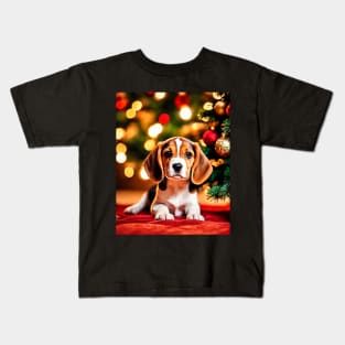 Christmas Beagle Dog Puppy Kids T-Shirt